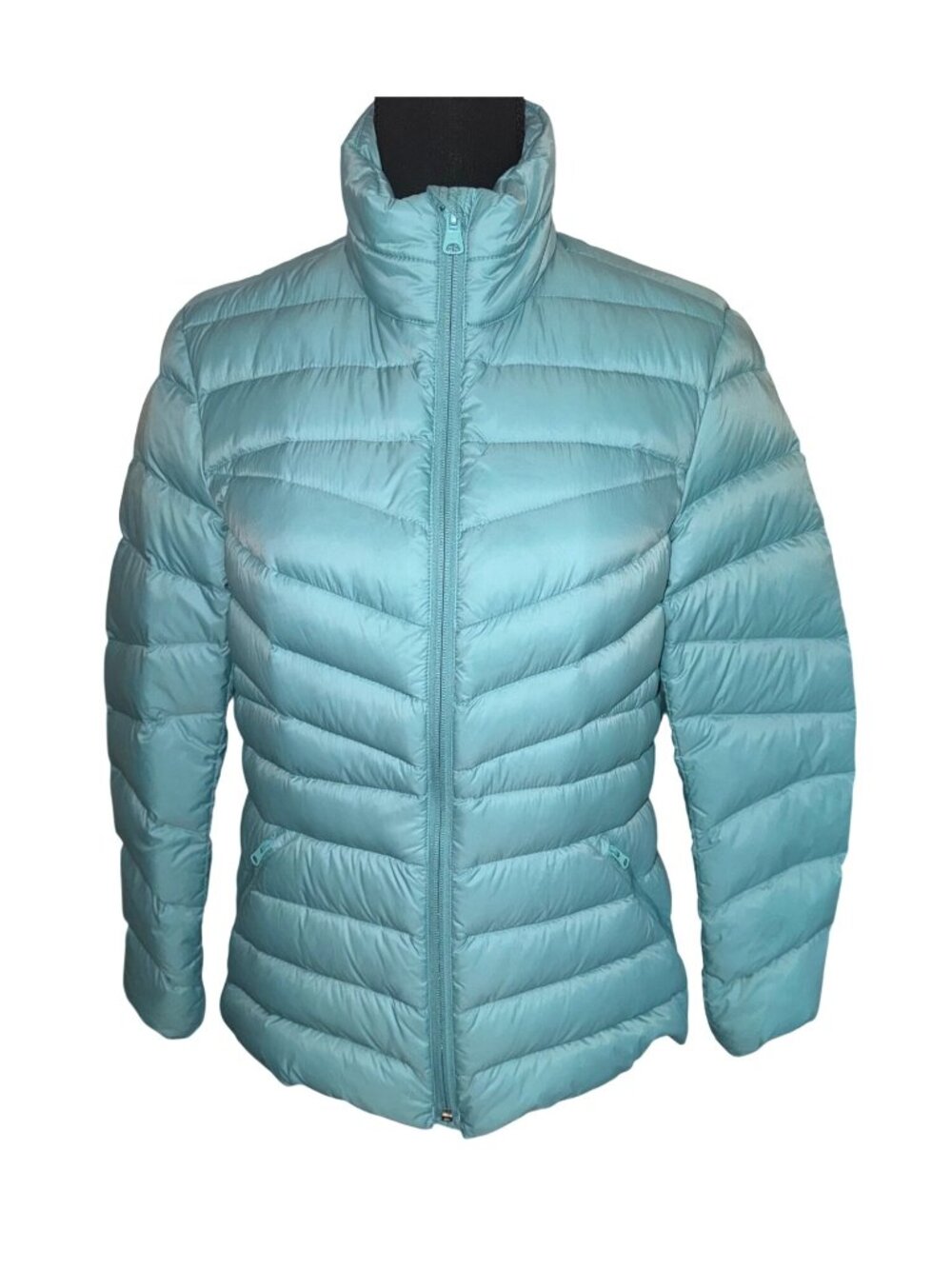 Lands End Down Puffer Jacket S/P Light Aqua Mint Travel Packable Lightweight